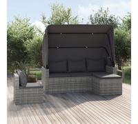vidaXL Set de sofás de jardín 4 pzas y cojines ratán sintético gris