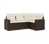 vidaXL Set de sofás de jardín 4 pzas ratán sintético negro y crema
