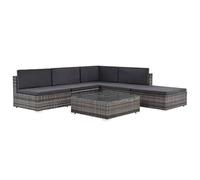 vidaXL Set de sofás de jardín 6 Piezas y Cojines ratán sintético Gris