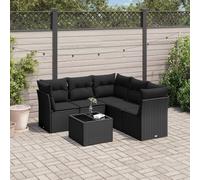 vidaXL Set de sofás de jardín 6 piezas y cojines ratán sintético negro