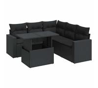 vidaXL Set de sofás de jardín 6 piezas y cojines ratán sintético negro