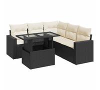vidaXL Set de sofás de jardín 6 piezas con cojines, ratán sintético Negro