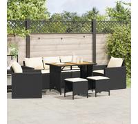 vidaXL Set de sofás de jardín 6 piezas y cojines ratán sintético negro