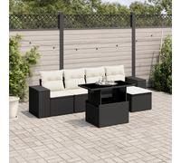 vidaXL Set de sofás de jardín 6 piezas y cojines ratán sintético negro