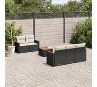 vidaXL Set de sofás de jardín 6 piezas y cojines ratán sintético negro