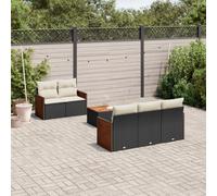 vidaXL Set de sofás de jardín 6 piezas y cojines ratán sintético negro
