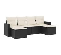 vidaXL Set de sofás de jardín 6 piezas con cojines, ratán sintético negro