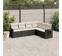vidaXL Set de sofás de jardín 6 piezas y cojines ratán sintético negro