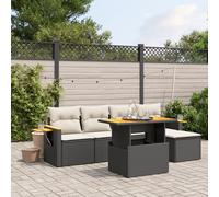 vidaXL Set de sofás de jardín 6 piezas y cojines ratán sintético negro
