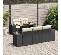 vidaXL Set de sofás de jardín 6 piezas y cojines ratán sintético negro