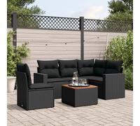 vidaXL Set de sofás de jardín 6 piezas y cojines ratán sintético negro