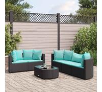vidaXL Set de sofás de jardín 6 piezas y cojines ratán sintético negro