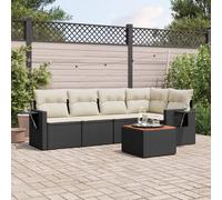vidaXL Set de sofás de jardín 6 piezas y cojines ratán sintético negro