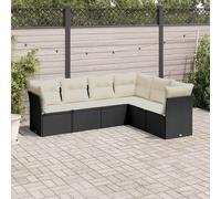 vidaXL Set de sofás de jardín 6 piezas y cojines ratán sintético negro