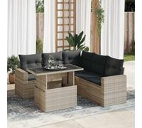 vidaXL Set de sofás de jardín 6 pzas y cojines ratán sintético gris