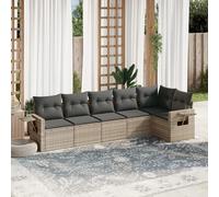 vidaXL Set de sofás de jardín 6 pzas y cojines ratán sintético gris