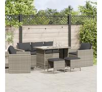 vidaXL Set de sofás de jardín 6 pzas y cojines ratán sintético gris