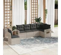 vidaXL Set de sofás de jardín 6 pzas y cojines ratán sintético gris