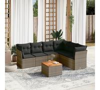 vidaXL Set de sofás de jardín 7 piezas con cojines ratán PE gris