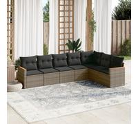 vidaXL Set de sofás de jardín 7 piezas con cojines ratán PE gris