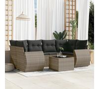 vidaXL Set de sofás de jardín 7 piezas con cojines ratán PE gris