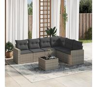 vidaXL Set de sofás de jardín 7 piezas con cojines ratán PE gris
