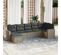 vidaXL Set de sofás de jardín 7 piezas con cojines ratán PE gris