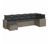 vidaXL Set de sofás de jardín 7 piezas con cojines ratán PE gris