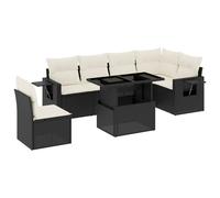 vidaXL Set de sofás de jardín 7 pzas con cojines ratán sintético negro