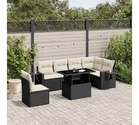 vidaXL Set de sofás de jardín 7 pzas con cojines ratán sintético negro