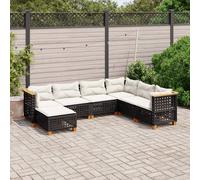 vidaXL Set de sofás de jardín 7 pzas con cojines ratán sintético negro
