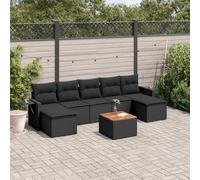 vidaXL Set de sofás de jardín 8 piezas y cojines ratán sintético negro