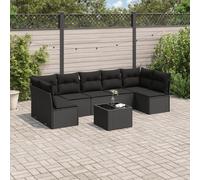vidaXL Set de sofás de jardín 8 piezas y cojines ratán sintético negro