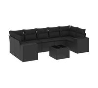 Vidaxl set de sofás de jardín 8 piezas y cojines ratán sintético negro