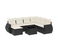 Vidaxl set de sofás de jardín 8 piezas y cojines ratán sintético negro