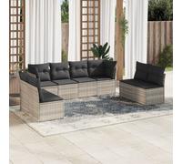 vidaXL Juego de 8 piezas de sofá de jardín con cojines, color gris claro, fabricado en polirratán
