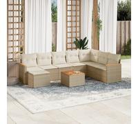 vidaXL Set de sofás de jardín 9 pzas con cojines ratán sintético beige