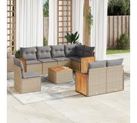 vidaXL Set de sofás de jardín 9 pzas con cojines ratán sintético beige