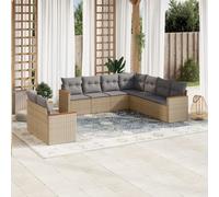 vidaXL Set de sofás de jardín 9 pzas con cojines ratán sintético beige