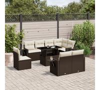 vidaXL Set de sofás de jardín 9 pzas y cojines ratán sintético marrón