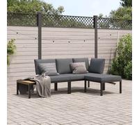 vidaXL Set de sofás de jardín con cojines 3 piezas aluminio negro