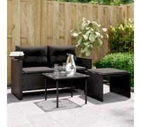 vidaXL Set de sofás de jardín con cojines 3 pzas ratán sintético negro