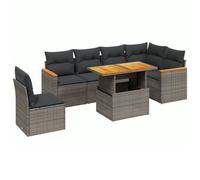 vidaXL Set de Sofás de Jardín con Cojines 7 pzas, Asientos con Respaldos, Sofás Modulares, Muebles para Patio Terraza, Ratán PE Gris