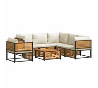 vidaXL Set de sofás de jardín con cojines 7 pzas madera maciza acacia