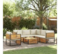 vidaXL Set de sofás de jardín con cojines 7 pzas madera maciza acacia