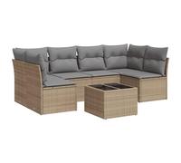 vidaXL Set de Sofás de Jardín con Cojines 7 pzas, Mesa y Asientos Modulares, Conjunto de Muebles para Terraza Patio, Ratán Sintético Beige