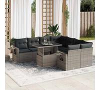 vidaXL Set de sofás de jardín con cojines 9 pzas ratán sintético gris