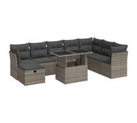 vidaXL Set de sofás de jardín con cojines 9 pzas ratán sintético gris