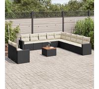 vidaXL Set de sofás de jardín y cojines 12 pzas ratán sintético negro