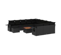 Vidaxl set de sofás de jardín y cojines 13 pzas ratán sintético negro